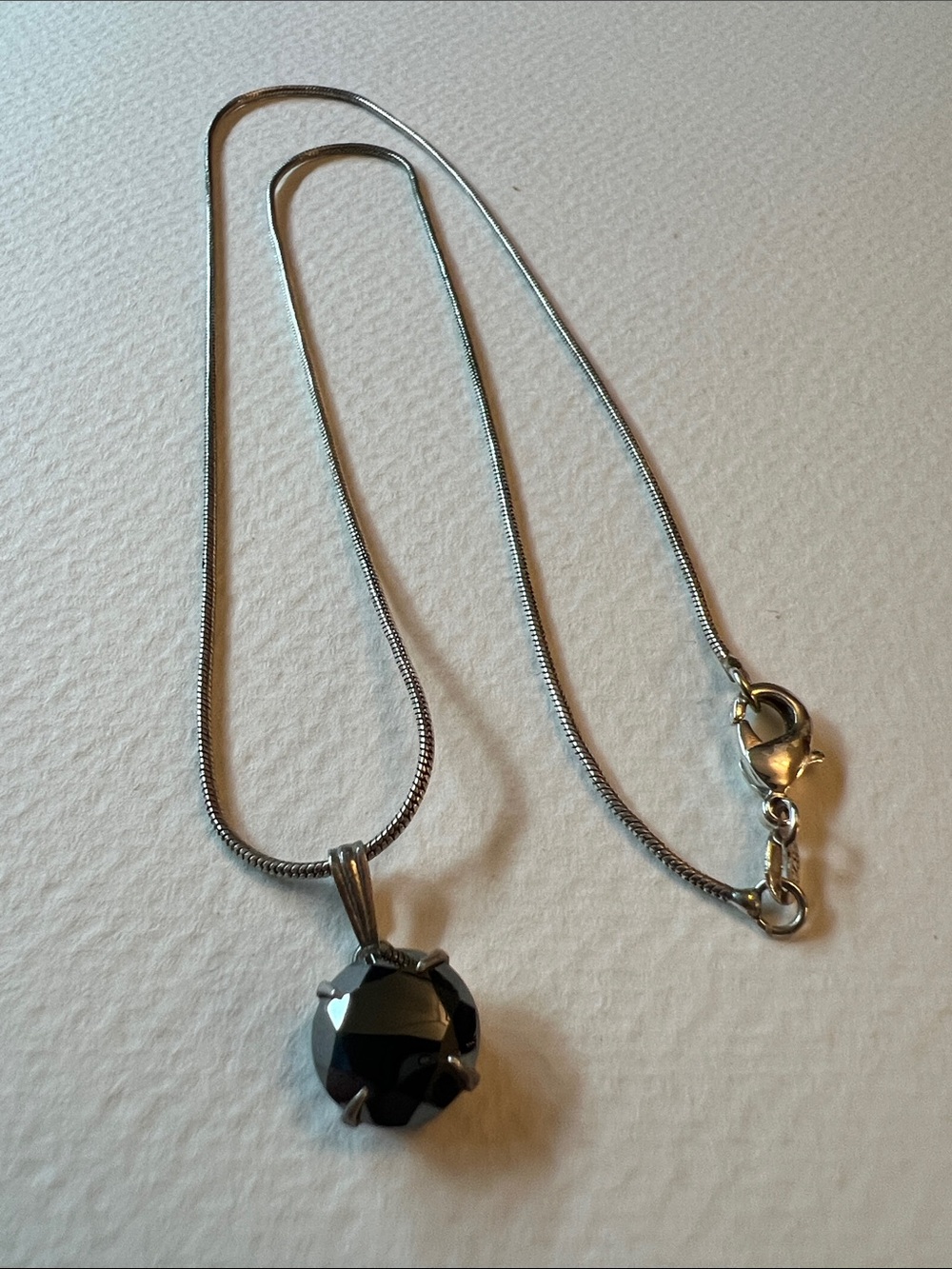 Sterling Silver Black Gemstone Pendant Necklace - Elegant Women’s Jewelry
